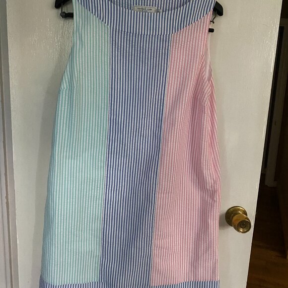 VINEYARD VINES 145th Kentucky Derby Seersucker Striped Pastel Shift Dress - 10 - Picture 1 of 3